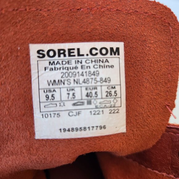 Sorel Hi-Line Heel Suede Lace-Up Platform Boots Orange Rust Red Fall Winter 9.5 - Picture 9 of 10